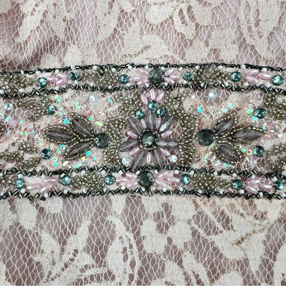 Sue Wong Nocturne Beaded Embroidered Lace Evening Dress Size Small Pink Vintage - Picture 11 of 15